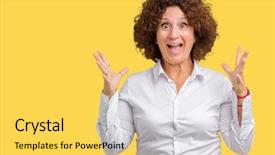  Presentation with businees - Audience pleasing theme consisting of open eyes screaming excited winner backdrop and a yellow colored foreground