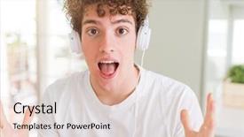  Presentation with old man and his music - Cool new theme with open eyes screaming excited winner backdrop and a  colored foreground