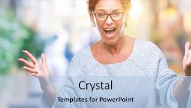  Presentation with winner - Presentation theme with open eyes screaming excited winner background and a light blue colored foreground