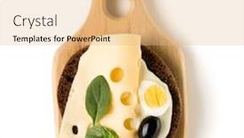  Presentation with white cheese - Slide deck with open-faced-cheese-sandwich-canape background and a coral colored foreground