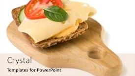  Presentation with vegetarian - Cool new PPT layouts with open faced cheese sandwich canape or crostini on a wooden serving board isolated on white background closeup vegetarian tartarine backdrop and a yellow colored foreground