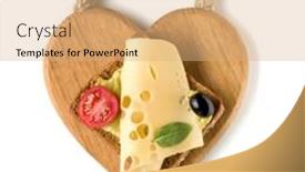  Presentation with cream cheese and fruit sandwich - PPT theme enhanced with open faced cheese sandwich canape or crostini on a wooden serving board isolated on white background closeup top view vegetarian tartarine background and a coral colored foreground