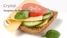  Presentation with white cheese - PPT theme featuring open faced sandwich crostini isolated background and a sky blue colored foreground