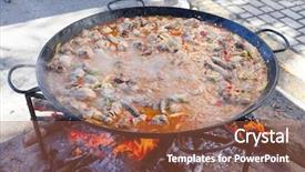  Presentation with welcome multilingual concept spanish and english - Slide deck featuring open fire at the stake background and a red colored foreground