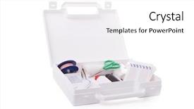  Presentation with first aid kit - Slides with open first aid kit isolated background and a white colored foreground