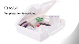  Presentation with first aid kit - Colorful theme enhanced with open first aid kit isolated backdrop and a white colored foreground