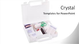 Presentation with first aid kit - PPT theme enhanced with open first aid kit isolated background and a white colored foreground