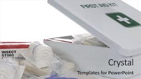  Presentation with first aid kit - Presentation featuring open first aid kit background and a light gray colored foreground