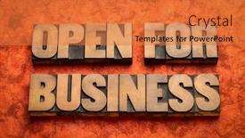  Presentation with business abstract - Amazing slide set having open-for-business-word-abstract backdrop and a coral colored foreground