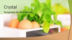  Presentation with green fresh food - Colorful theme enhanced with open fridge eggs with fresh backdrop and a yellow colored foreground