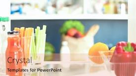  Presentation with healthy nutrition - Slides with open-fridge-full-of-fresh background and a coral colored foreground