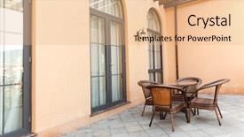  Presentation with rattan furniture - Amazing slides having open gazebo with rattan chairs backdrop and a coral colored foreground