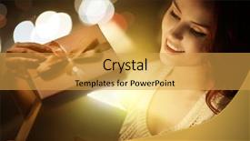  Presentation with gift - Presentation consisting of open gift - christmas background and a yellow colored foreground