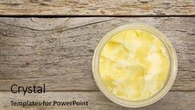  Presentation with butter - Colorful slide deck enhanced with open glass jar of ghee backdrop and a coral colored foreground