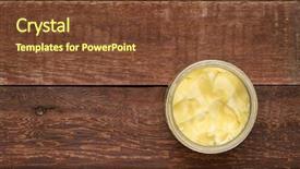  Presentation with clarified butter - Audience pleasing presentation design consisting of open glass jar of ghee backdrop and a tawny brown colored foreground