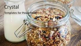 Presentation with granola - Presentation theme enhanced with open glass wire bail jar background and a coral colored foreground