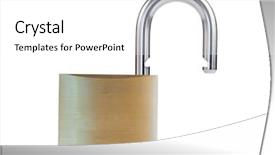  Presentation with padlock - Audience pleasing theme consisting of opened lock - open golden padlock backdrop and a white colored foreground