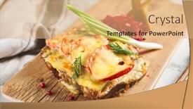  Presentation with white cheese - Amazing slide deck having open-grilled-cheese-sandwich backdrop and a coral colored foreground