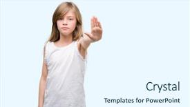  Presentation with defense - Colorful slide deck enhanced with open hand doing stop sign backdrop and a sky blue colored foreground