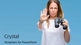  Presentation with search - Slide deck featuring open hand doing stop background and a light blue colored foreground