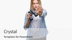  Presentation with search - Beautiful slide deck featuring open hand doing stop backdrop and a  colored foreground