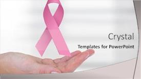  Presentation with pink ribbon breast awareness - Slides consisting of open hand with pink ribbon for breast cancer awareness background and a white colored foreground