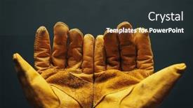  Presentation with employment fair - Presentation theme featuring open-hands-reaching-out-wearing and a  colored foreground