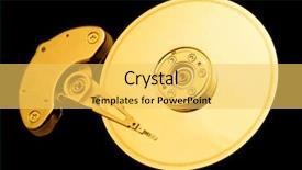  Presentation with hard disk drive - Beautiful presentation design featuring open hard disk drive backdrop and a yellow colored foreground