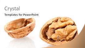  Presentation with walnut - Colorful PPT theme enhanced with open-healthy-walnut-isolated-over backdrop and a white colored foreground