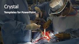  Presentation with heart valve - Presentation theme having open heart cardiac bypass surgery background and a dark gray colored foreground