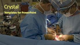  Presentation with heart valve - Presentation enhanced with open heart cardiac bypass surgery background and a tawny brown colored foreground