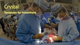  Presentation with heart valve - Colorful PPT theme enhanced with open heart cardiac bypass surgery backdrop and a tawny brown colored foreground