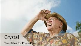  Presentation with special education young adult man - Beautiful presentation theme featuring open heart nursing - senior adult man gazing backdrop and a  colored foreground