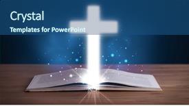  Presentation with glowing cross - Slide set consisting of open holy bible with glowing background and a  colored foreground