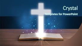  Presentation with glowing cross - Presentation theme featuring open holy bible with glowing background and a  colored foreground