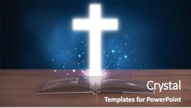  Presentation with glowing cross - Slide set consisting of open holy bible with glowing background and a  colored foreground