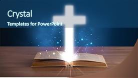  Presentation with glowing cross - Beautiful presentation design featuring open holy bible with glowing backdrop and a  colored foreground