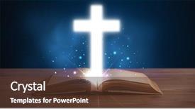  Presentation with glowing cross - Colorful presentation design enhanced with open holy bible with glowing backdrop and a  colored foreground