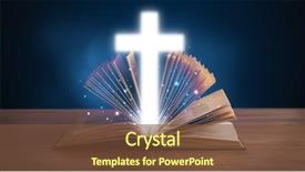  Presentation with glowing cross - Colorful PPT layouts enhanced with open holy bible with glowing backdrop and a tawny brown colored foreground