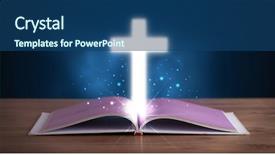  Presentation with glowing cross - Amazing PPT theme having open holy bible with glowing backdrop and a  colored foreground