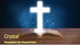  Presentation with glowing cross - PPT theme with open holy bible with glowing background and a  colored foreground