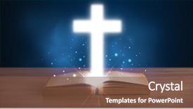  Presentation with glowing cross - Amazing slide deck having open holy bible with glowing backdrop and a tawny brown colored foreground
