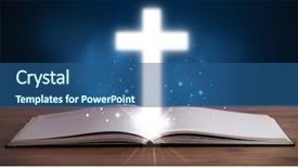  Presentation with glowing cross - Amazing presentation theme having open holy bible with glowing backdrop and a ocean colored foreground