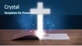  Presentation with glowing cross - Presentation theme featuring open holy bible with glowing background and a  colored foreground