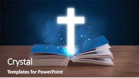  Presentation with glowing cross - Presentation theme with open holy bible with glowing background and a  colored foreground