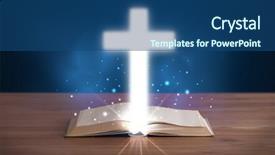  Presentation with glowing cross - PPT layouts featuring open holy bible with glowing background and a  colored foreground