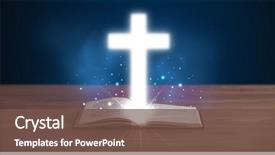  Presentation with glowing cross - Presentation theme featuring open holy bible with glowing background and a tawny brown colored foreground