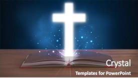  Presentation with glowing cross - Theme consisting of open holy bible with glowing background and a tawny brown colored foreground
