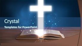  Presentation with glowing cross - Cool new presentation with open holy bible with glowing backdrop and a ocean colored foreground