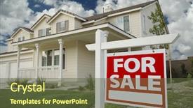  Presentation with new home - Slide set having open house - home for sale sign background and a tawny brown colored foreground